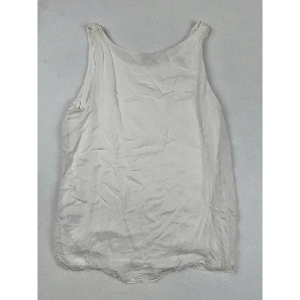 Via Signoria Silk Blend Embroidered Tank Top White Made Italy Size S